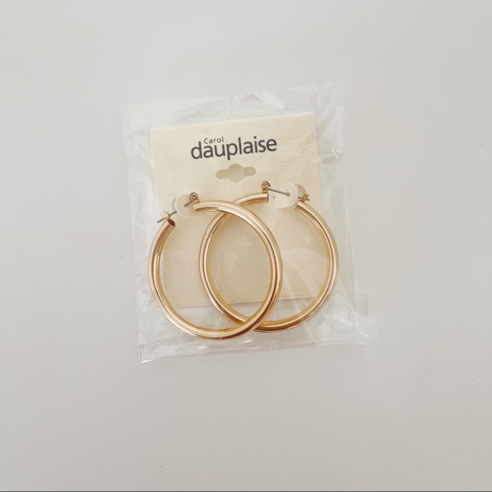 Carol Dauplaise Classic Hoop Earrings in Goldtone